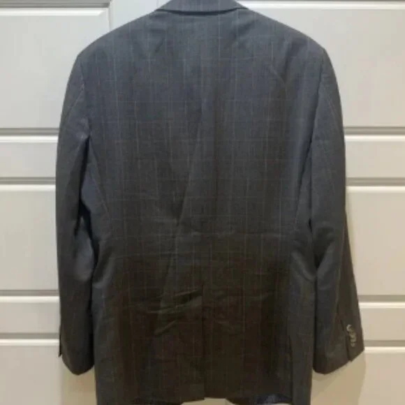 Indochino Blazer Mens 42 Gray Plaid Wool Blend Sport Coat Jacket Modern Slim Fit